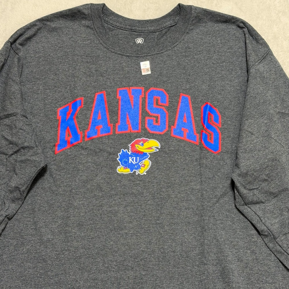 Top of the World Kansas Jayhawks Shirt Mens Large Gray NCAA Fanatics Long Sleeve - Picture 2 of 8